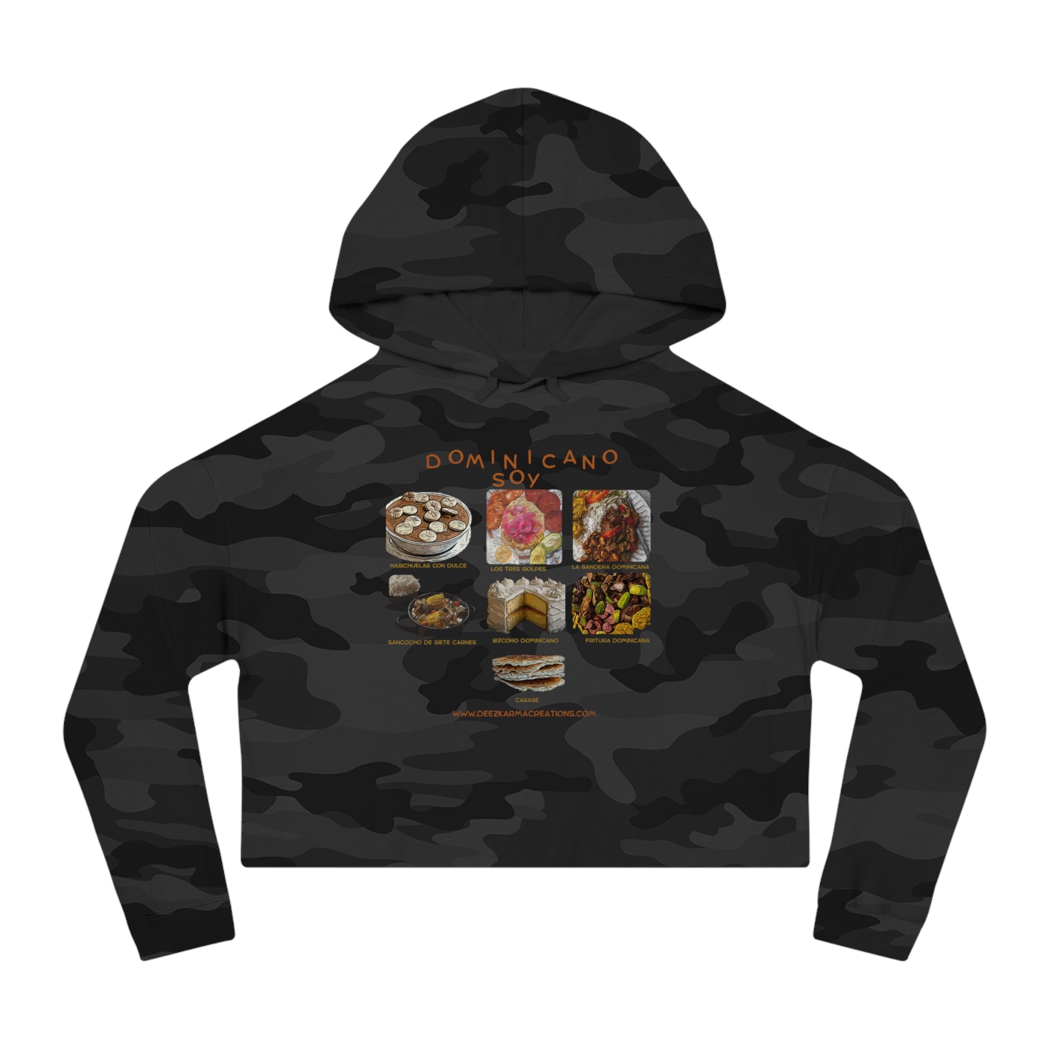 Dominican Traditional Dishes Cropped Hoodie | Dominican Food Design