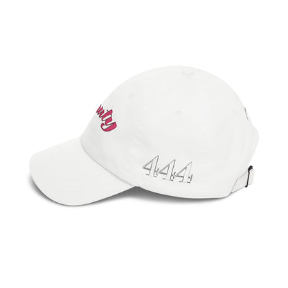 Beauty Affirmation & Angel Number 444 Classic Dad Cap — Vintage Brass Strap, Soft Cotton